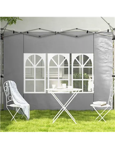 Outsunny Gazebo Side Panels, Sides Replacement with Window for 3x3(m) or 3x4m Pop Up Gazebo, 2 Pack, Grey