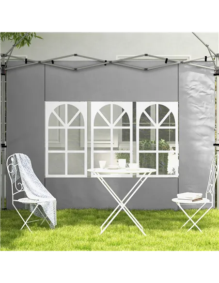 Outsunny Gazebo Side Panels, Sides Replacement with Window for 3x3(m) or 3x4m Pop Up Gazebo, 2 Pack, Grey