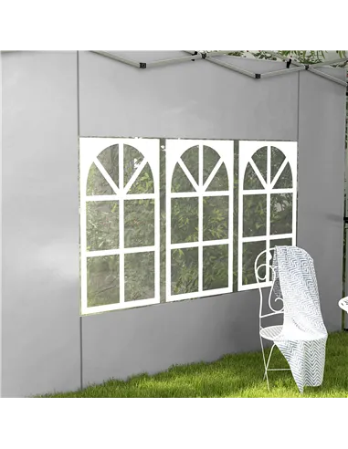Outsunny Gazebo Side Panels, Sides Replacement with Window for 3x3(m) or 3x4m Pop Up Gazebo, 2 Pack, Grey
