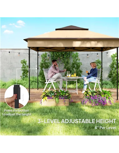 Outsunny 3 x 3(m) Pop Up Gazebo, Height Adjustable Instant Event Shelter with Netting and Carrying Bag, Beige