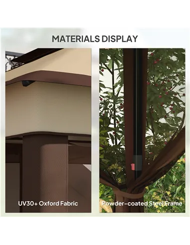 Outsunny 3 x 3(m) Pop Up Gazebo, Height Adjustable Instant Event Shelter with Netting and Carrying Bag, Beige