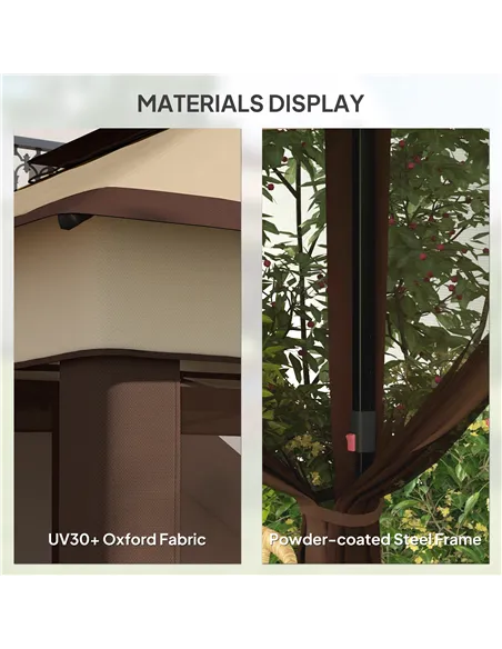 Outsunny 3 x 3(m) Pop Up Gazebo, Height Adjustable Instant Event Shelter with Netting and Carrying Bag, Beige