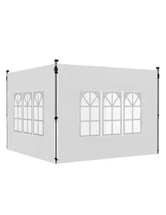 Outsunny Gazebo Side Panels, Sides Replacement with Window for 3x3(m) or 3x4m Pop Up Gazebo, 2 Pack, White