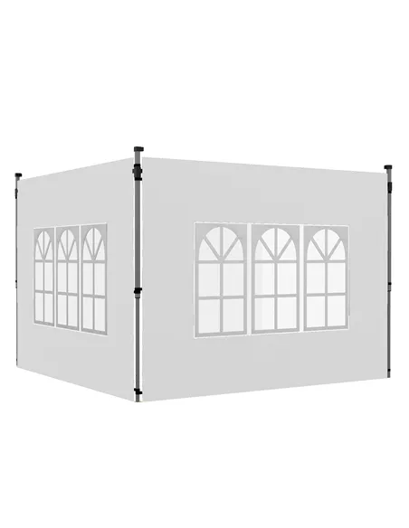 Outsunny Gazebo Side Panels, Sides Replacement with Window for 3x3(m) or 3x4m Pop Up Gazebo, 2 Pack, White