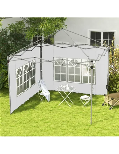 Outsunny Gazebo Side Panels, Sides Replacement with Window for 3x3(m) or 3x4m Pop Up Gazebo, 2 Pack, White