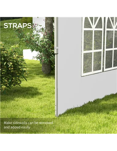 Outsunny Gazebo Side Panels, Sides Replacement with Window for 3x3(m) or 3x4m Pop Up Gazebo, 2 Pack, White