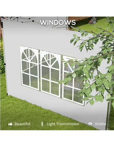 Outsunny Gazebo Side Panels, Sides Replacement with Window for 3x3(m) or 3x4m Pop Up Gazebo, 2 Pack, White