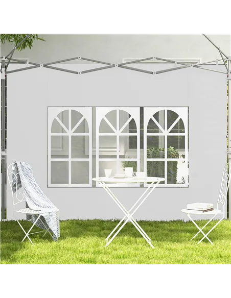 Outsunny Gazebo Side Panels, Sides Replacement with Window for 3x3(m) or 3x4m Pop Up Gazebo, 2 Pack, White
