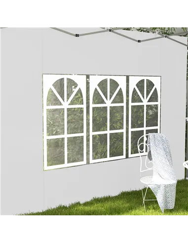 Outsunny Gazebo Side Panels, Sides Replacement with Window for 3x3(m) or 3x4m Pop Up Gazebo, 2 Pack, White