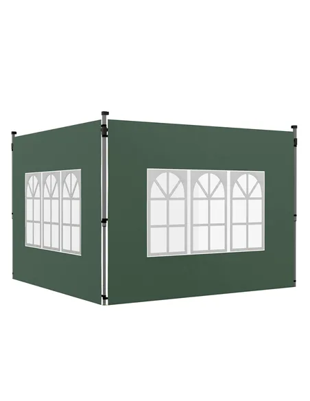 Outsunny Gazebo Side Panels, Sides Replacement with Window for 3x3(m) or 3x4m Pop Up Gazebo, 2 Pack, Green