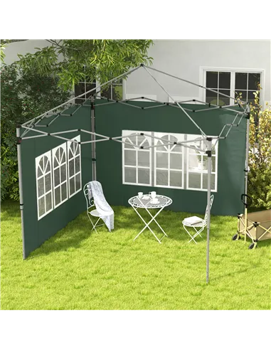 Outsunny Gazebo Side Panels, Sides Replacement with Window for 3x3(m) or 3x4m Pop Up Gazebo, 2 Pack, Green