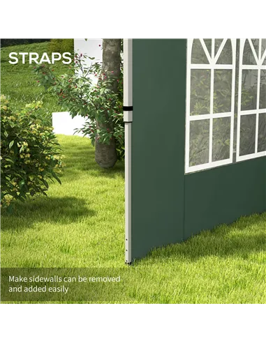 Outsunny Gazebo Side Panels, Sides Replacement with Window for 3x3(m) or 3x4m Pop Up Gazebo, 2 Pack, Green