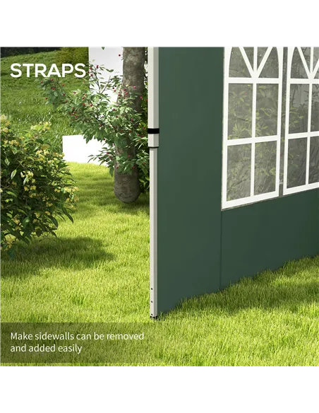 Outsunny Gazebo Side Panels, Sides Replacement with Window for 3x3(m) or 3x4m Pop Up Gazebo, 2 Pack, Green