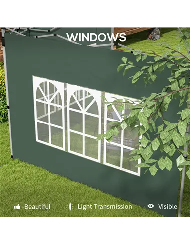 Outsunny Gazebo Side Panels, Sides Replacement with Window for 3x3(m) or 3x4m Pop Up Gazebo, 2 Pack, Green