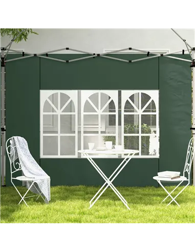 Outsunny Gazebo Side Panels, Sides Replacement with Window for 3x3(m) or 3x4m Pop Up Gazebo, 2 Pack, Green