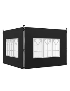 Outsunny Gazebo Side Panels, Sides Replacement with Window for 3x3(m) or 3x4m Pop Up Gazebo, 2 Pack, Black