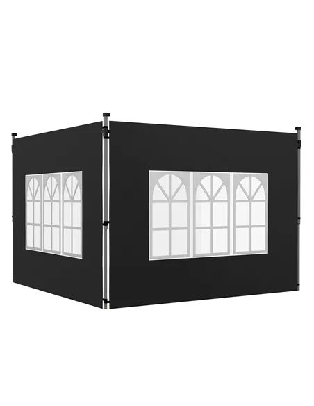 Outsunny Gazebo Side Panels, Sides Replacement with Window for 3x3(m) or 3x4m Pop Up Gazebo, 2 Pack, Black