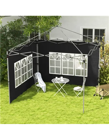 Outsunny Gazebo Side Panels, Sides Replacement with Window for 3x3(m) or 3x4m Pop Up Gazebo, 2 Pack, Black
