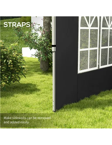 Outsunny Gazebo Side Panels, Sides Replacement with Window for 3x3(m) or 3x4m Pop Up Gazebo, 2 Pack, Black