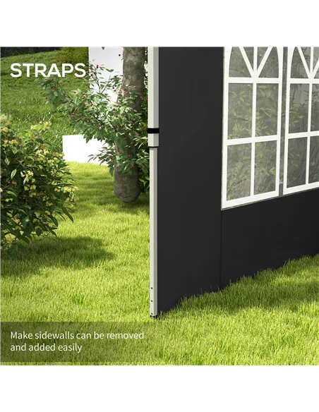 Outsunny Gazebo Side Panels, Sides Replacement with Window for 3x3(m) or 3x4m Pop Up Gazebo, 2 Pack, Black