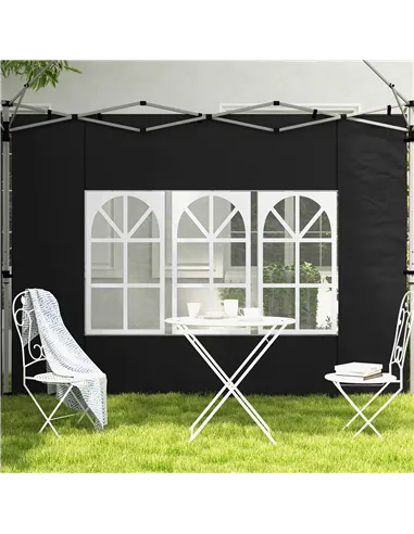 Outsunny Gazebo Side Panels, Sides Replacement with Window for 3x3(m) or 3x4m Pop Up Gazebo, 2 Pack, Black