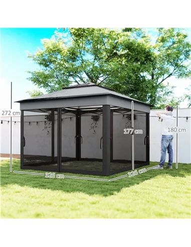 Outsunny 3 x 3(m) Pop Up Gazebo, Height Adjustable Instant Event Shelter with Netting and Carrying Bag, Grey