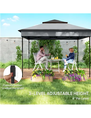 Outsunny 3 x 3(m) Pop Up Gazebo, Height Adjustable Instant Event Shelter with Netting and Carrying Bag, Grey