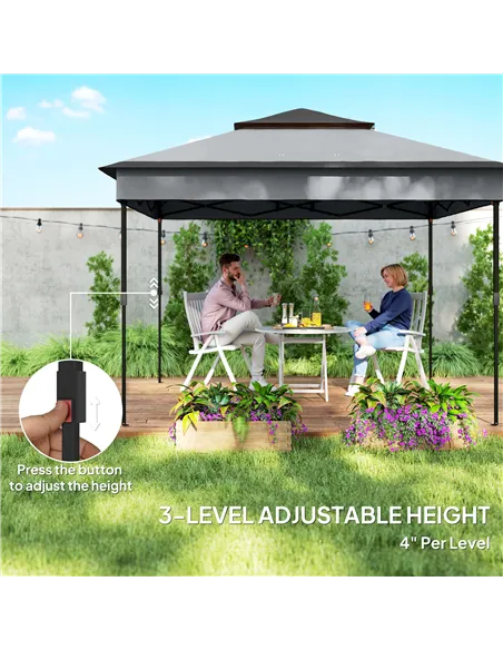 Outsunny 3 x 3(m) Pop Up Gazebo, Height Adjustable Instant Event Shelter with Netting and Carrying Bag, Grey