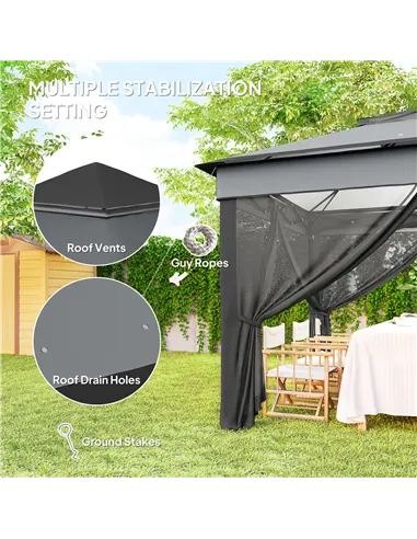 Outsunny 3 x 3(m) Pop Up Gazebo, Height Adjustable Instant Event Shelter with Netting and Carrying Bag, Grey