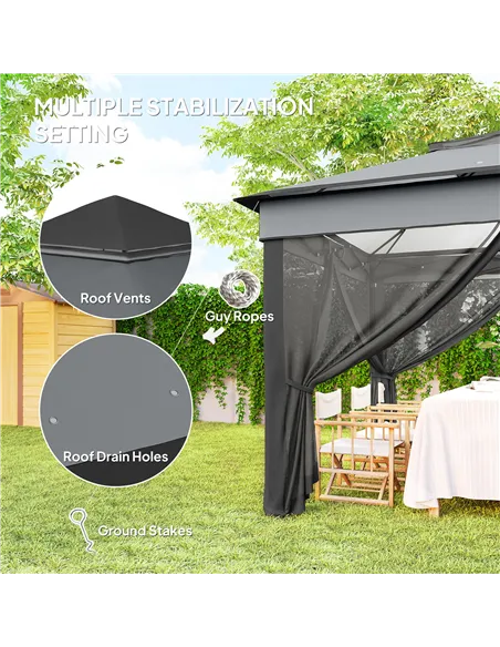 Outsunny 3 x 3(m) Pop Up Gazebo, Height Adjustable Instant Event Shelter with Netting and Carrying Bag, Grey