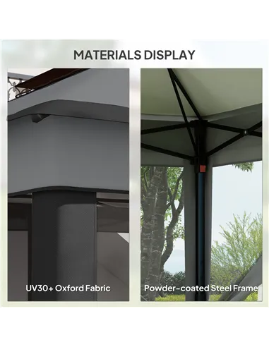 Outsunny 3 x 3(m) Pop Up Gazebo, Height Adjustable Instant Event Shelter with Netting and Carrying Bag, Grey