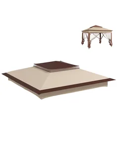 Outsunny Pop up Gazebo Cover, 2-Tier Gazebo Roof Replacement for 3.25m x 3.25m Frame, 30+ UV Protection, Beige