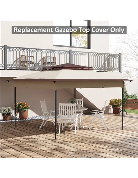 Outsunny Pop up Gazebo Cover, 2-Tier Gazebo Roof Replacement for 3.25m x 3.25m Frame, 30+ UV Protection, Beige