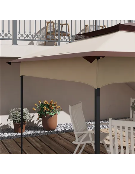 Outsunny Pop up Gazebo Cover, 2-Tier Gazebo Roof Replacement for 3.25m x 3.25m Frame, 30+ UV Protection, Beige