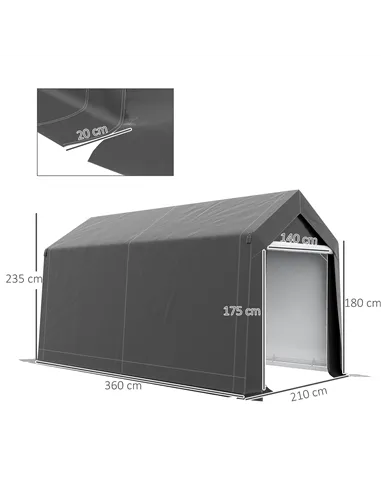 Outsunny 3.6 x 2.1m Portable Outdoor Shed, with Window - Dark Grey