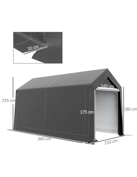 Outsunny 3.6 x 2.1m Portable Outdoor Shed, with Window - Dark Grey