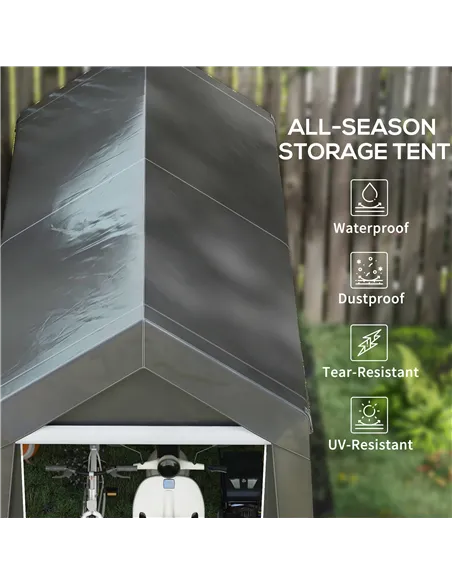 Outsunny 3.6 x 2.1m Portable Outdoor Shed, with Window - Dark Grey