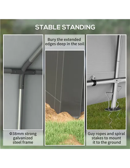 Outsunny 3.6 x 2.1m Portable Outdoor Shed, with Window - Dark Grey