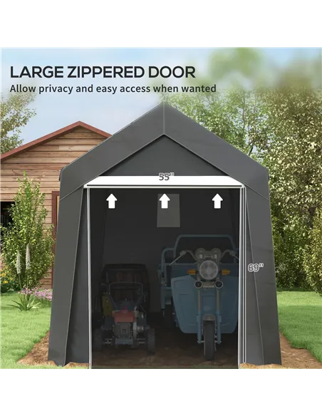 Outsunny 3.6 x 2.1m Portable Outdoor Shed, with Window - Dark Grey