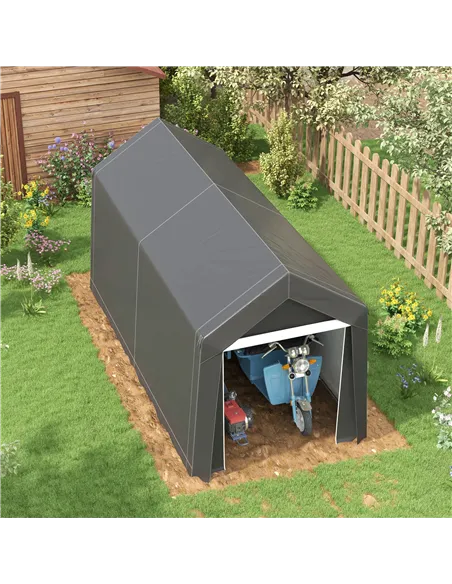 Outsunny 3.6 x 2.1m Portable Outdoor Shed, with Window - Dark Grey