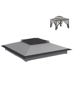 Outsunny Pop up Gazebo Cover, 2-Tier Gazebo Roof Replacement for 3.25m x 3.25m Frame, 30+ UV Protection, Grey
