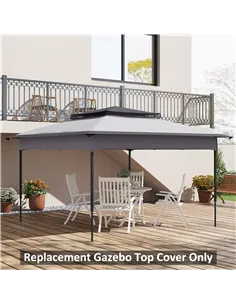 Outsunny Pop up Gazebo Cover, 2-Tier Gazebo Roof Replacement for 3.25m x 3.25m Frame, 30+ UV Protection, Grey 2