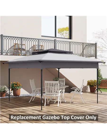 Outsunny Pop up Gazebo Cover, 2-Tier Gazebo Roof Replacement for 3.25m x 3.25m Frame, 30+ UV Protection, Grey