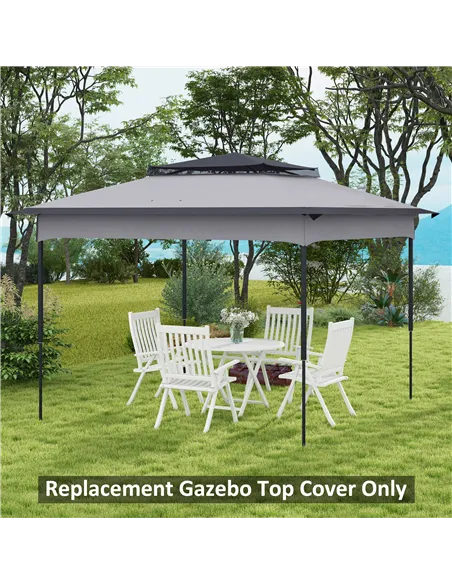 Outsunny Pop up Gazebo Cover, 2-Tier Gazebo Roof Replacement for 3.25m x 3.25m Frame, 30+ UV Protection, Grey