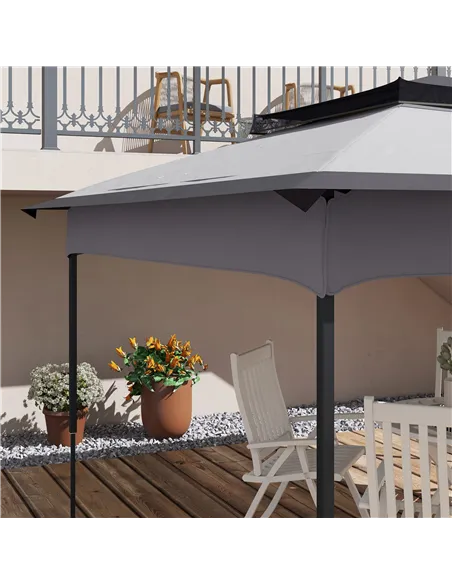 Outsunny Pop up Gazebo Cover, 2-Tier Gazebo Roof Replacement for 3.25m x 3.25m Frame, 30+ UV Protection, Grey