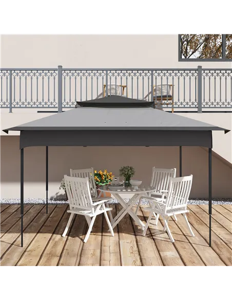 Outsunny Pop up Gazebo Cover, 2-Tier Gazebo Roof Replacement for 3.25m x 3.25m Frame, 30+ UV Protection, Grey