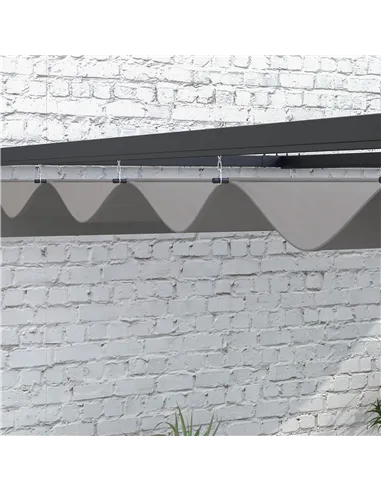 Outsunny 3 x 4m Lean To Steel Pergola, with Moving Fabric Canopy - Dark Grey