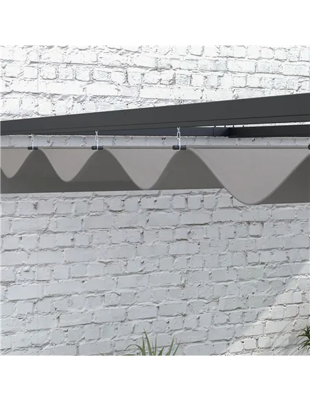 Outsunny 2 x 3(m) Lean To Steel Pergola, with Moving Fabric Canopy - Dark Grey