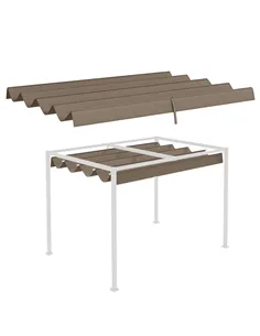 Outsunny Pergola Roof, Retractable Sun Shade Cover for 2.85 x 2m Pergola, UV30+ Protected, Coffee