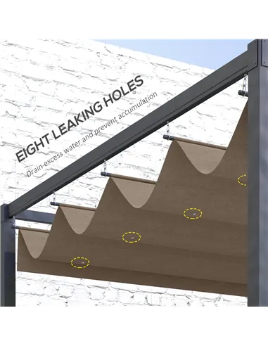 Outsunny Pergola Roof, Retractable Sun Shade Cover for 2.85 x 2m Pergola, UV30+ Protected, Coffee